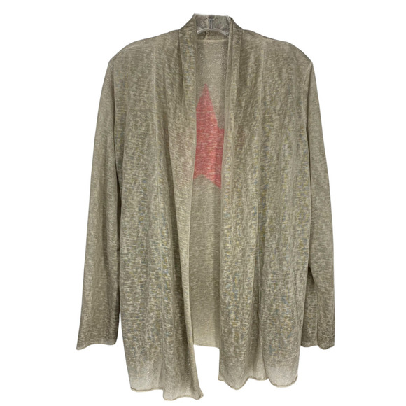 Vintage Y2K Pronto Moda Italy Sz 4 Cotton Cardigan Neon Pink Star Graphic - Picture 2 of 4